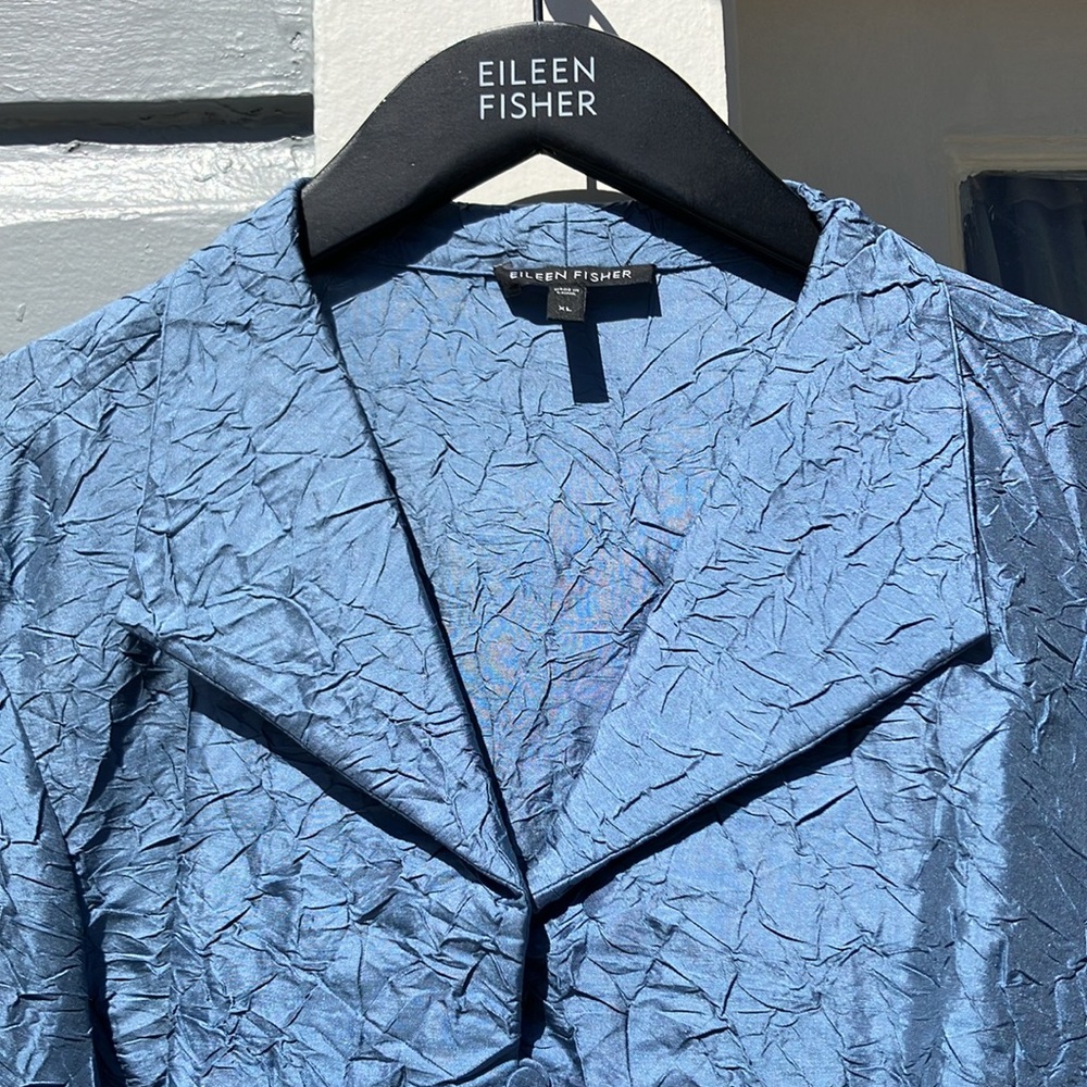 Gorgeous Vintage Eileen Fisher Crinkled Silk Top size XL - Picture 5 of 10